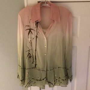 Tahari 3 piece pastel blouse, skirt and camisole.
